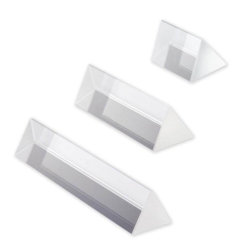 Young4us 3pc Crystal Prisms Set 2" 4" 6"Lengths Equilateral Crystal Triangular Optical Glass Prism Teaching Refracted Light Spectrum Physics Rainbow Maker Photography Props - Image 1